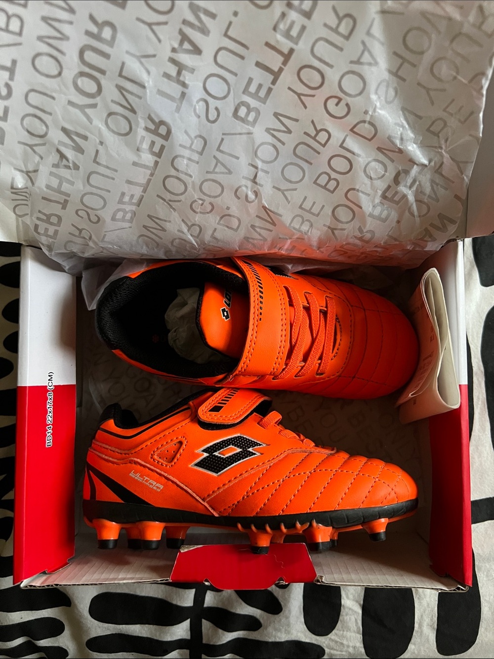 Lotto ultra press soccer cleats - orange and black - sz 10